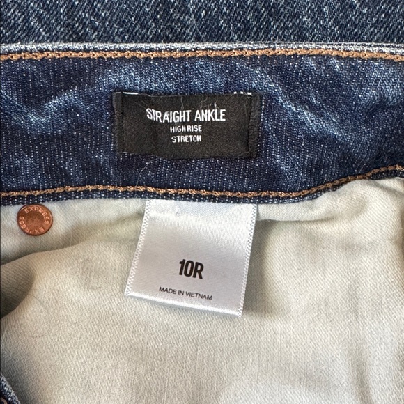 Express High-rise Straight Ankle Dark Blue Denim Jeans - Picture 3 of 5